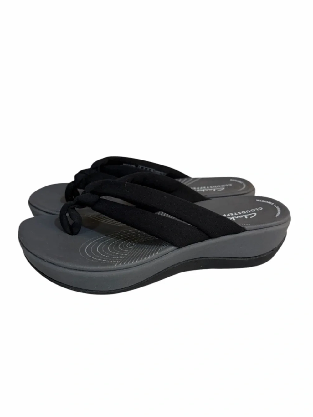 Clark’s Cloudsteppers Arla Kaylie Flip Flop Sandals Black / Grey Size 6